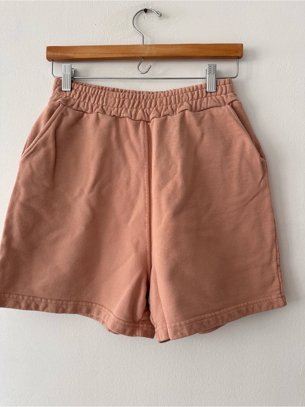 Sixthreeseven Pull On High Waisted Cotton The Sweat Short In Peach size medium